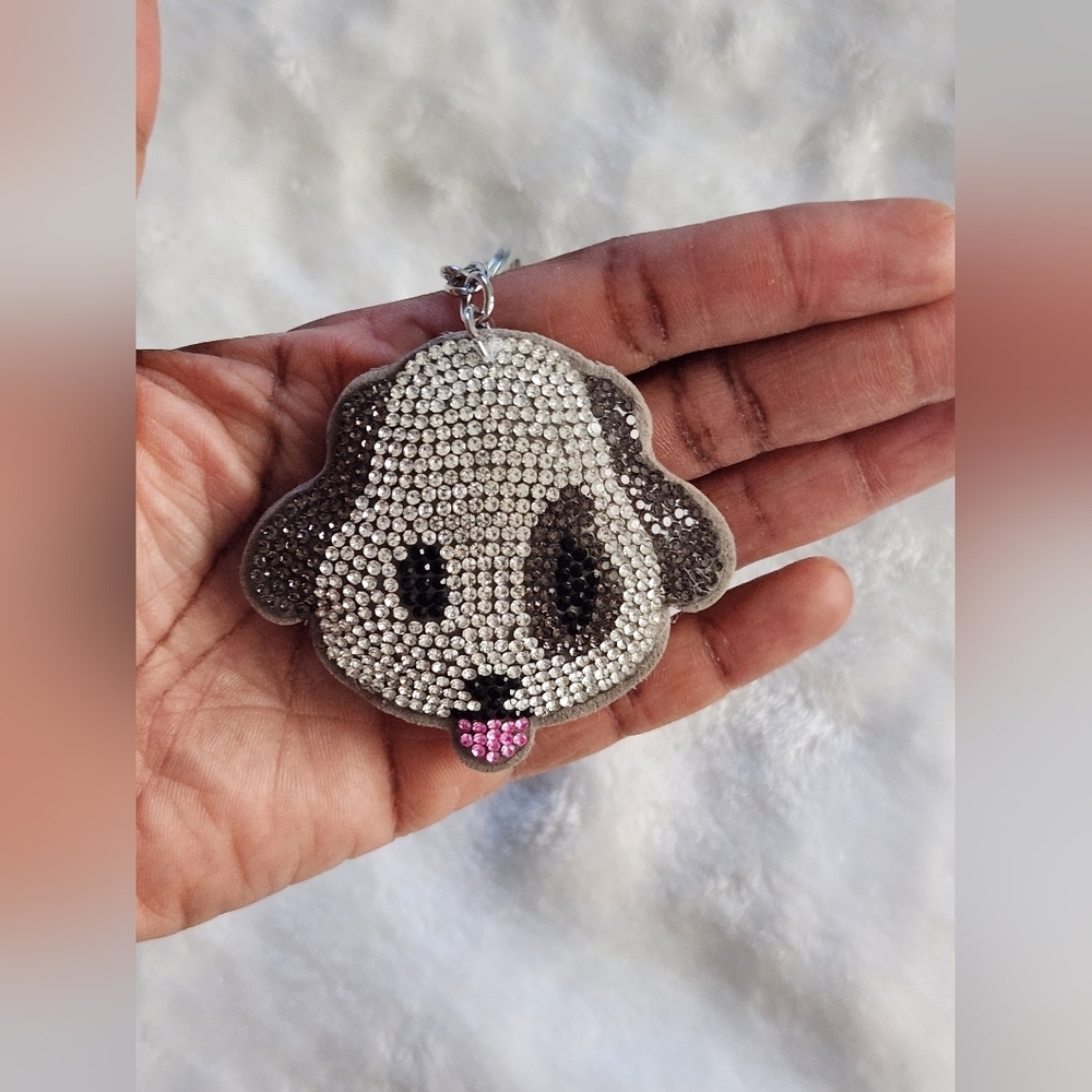 Cute Rhinestone Dog Keychain Bag Charm - Picture 4 of 4